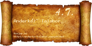 Anderkó Talabor névjegykártya